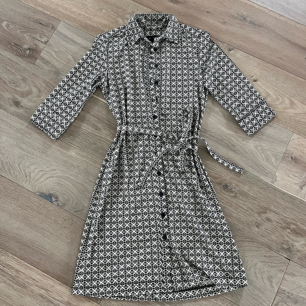 Cream and Black Patterned Dress